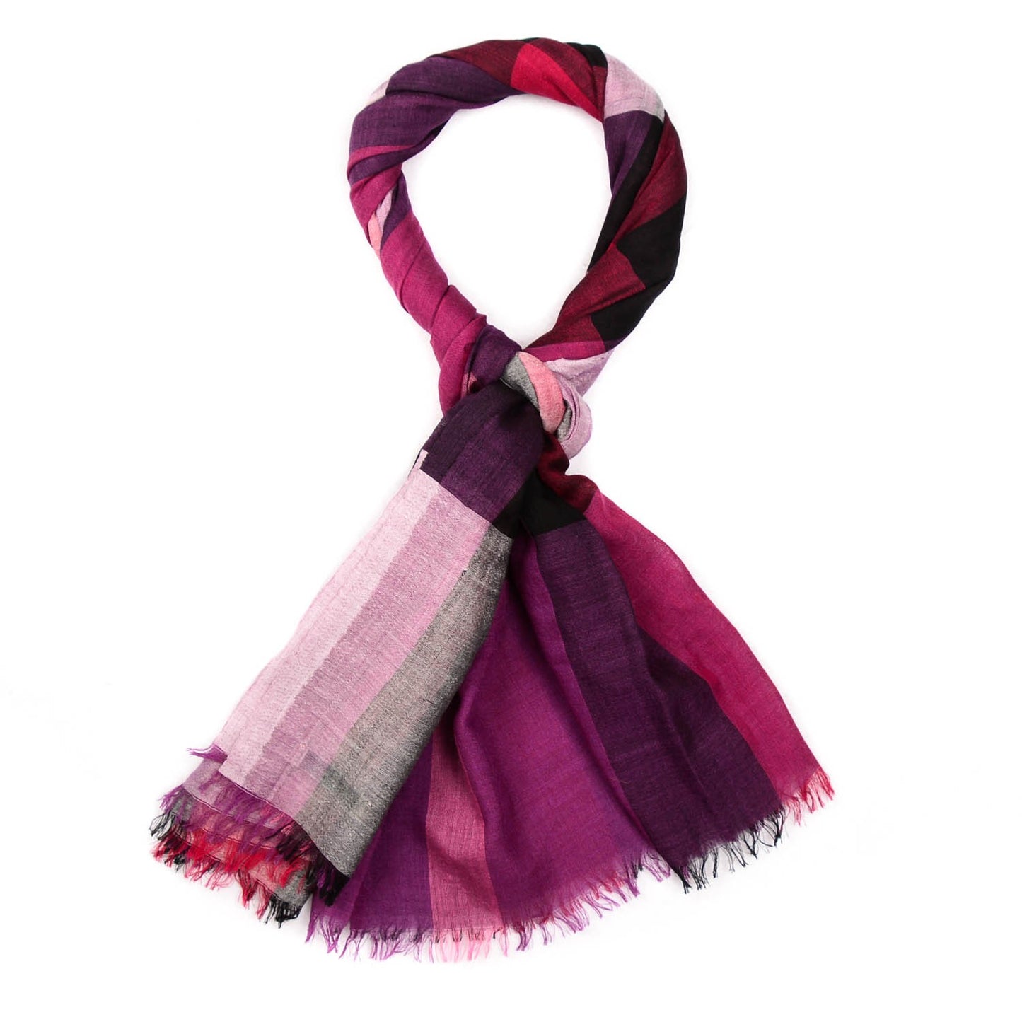 Wool Silk Mega Check Scarf Bright Violet