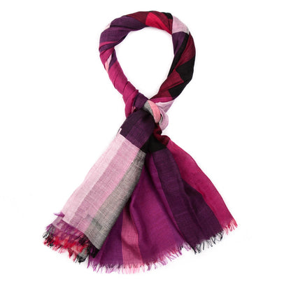 Burberry Wool Silk Mega Check Scarf Bright Violet 1 of 5