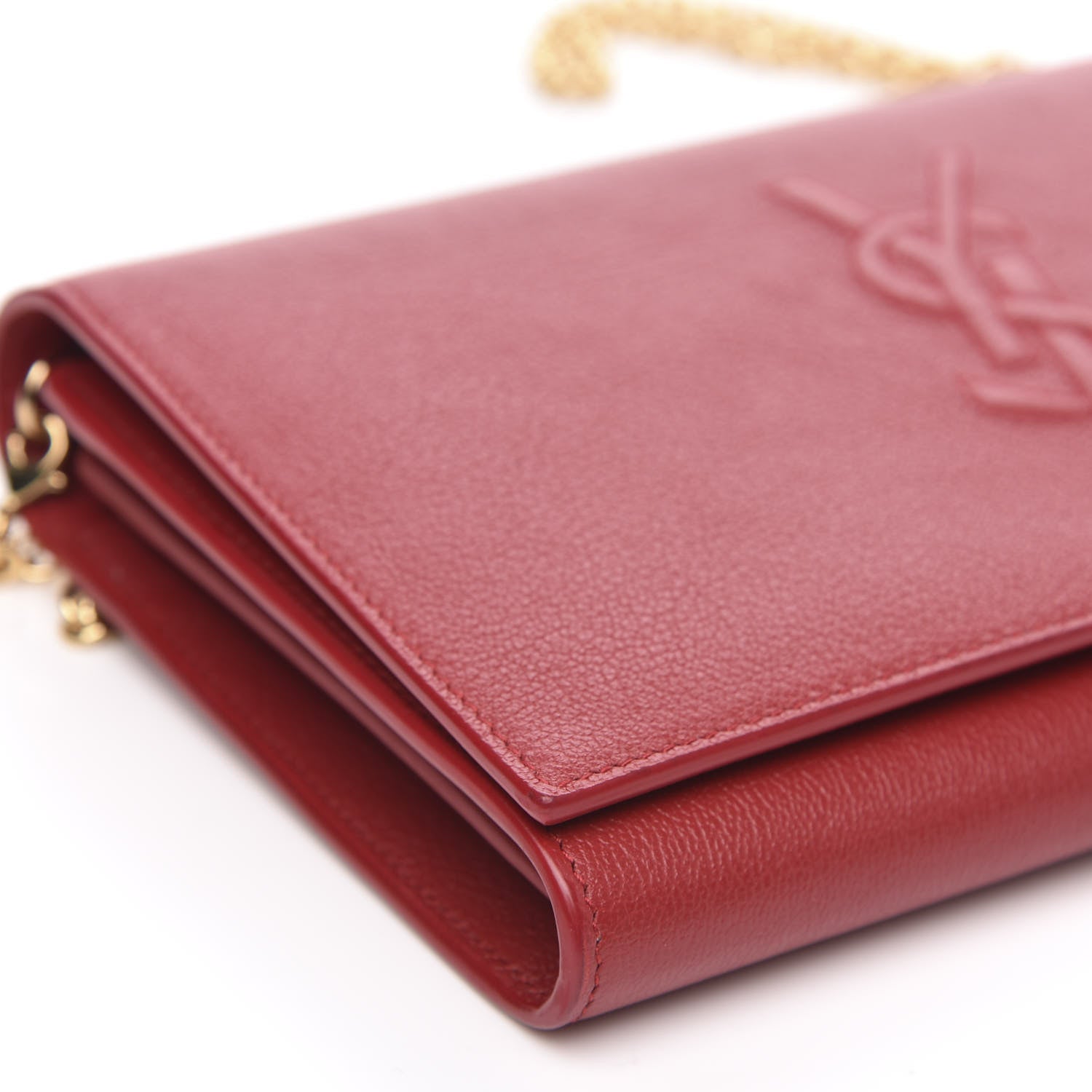 Saint Laurent Calfskin Belle de Jour Chain Clutch Rouge Orient 8 of 11