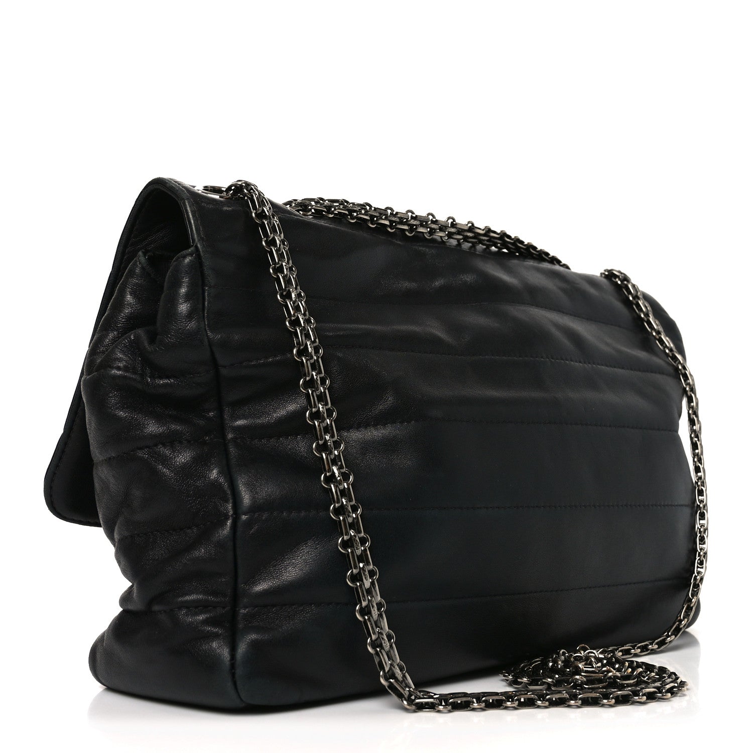 Chanel Lambskin Horizontal Quilt Jumbo Mademoiselle Flap Black 3 of 10