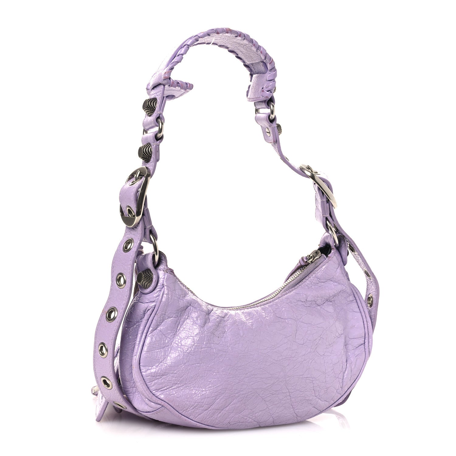 Balenciaga Extra Supple Calfskin Crocodile Embossed Le Cagole Shoulder Bag XS Lilac 4 of 18