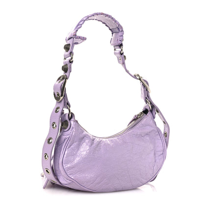 Balenciaga Extra Supple Calfskin Crocodile Embossed Le Cagole Shoulder Bag XS Lilac 4 of 18