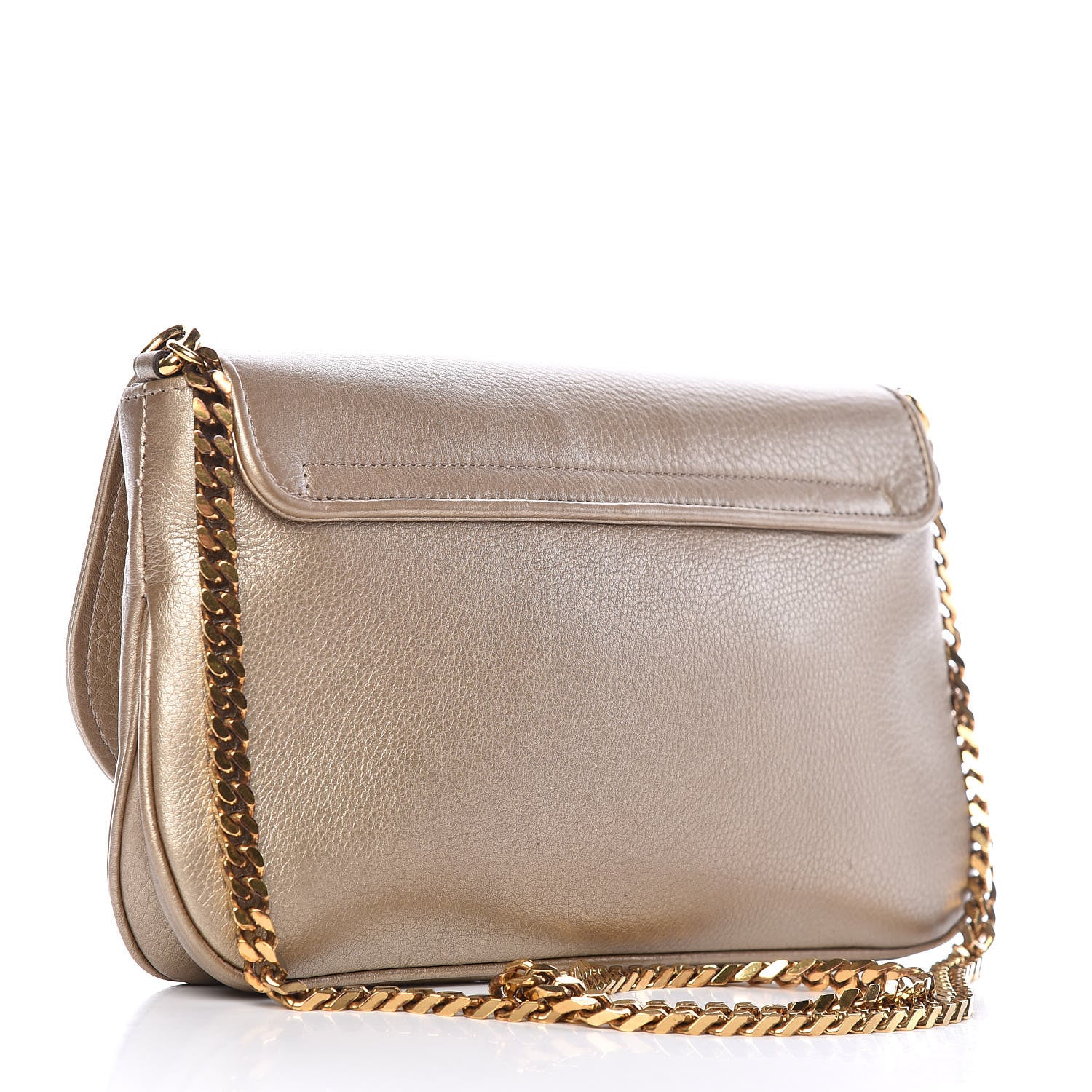 Gucci Metallic Pebbled Calfskin Medium 1973 Chain Shoulder Bag Golden Beige 3 of 10