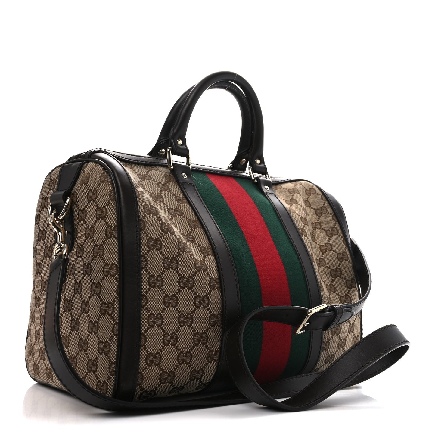 Monogram Selleria Calfskin Vintage Web Medium Boston Beige Ebony Cocoa