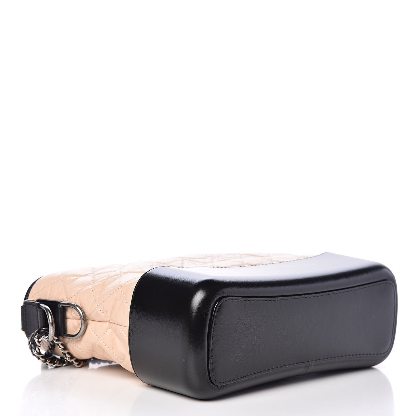 Aged Calfskin Quilted Medium Gabrielle Hobo Beige Black