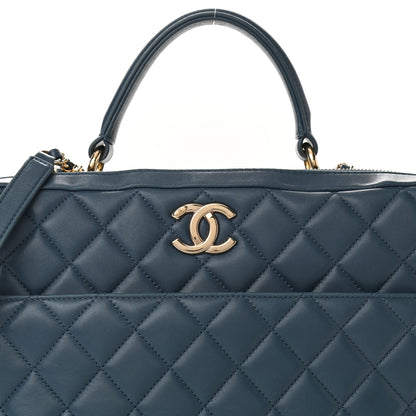 Chanel Lambskin Quilted Large Trendy CC Bowling Bag Blue 9 of 16