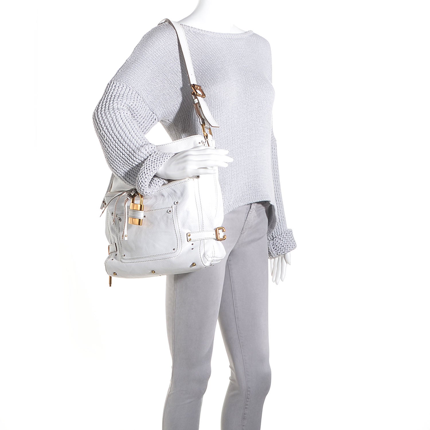 Chloe Leather Large Paddington Shoulder Bag White 2 of 8