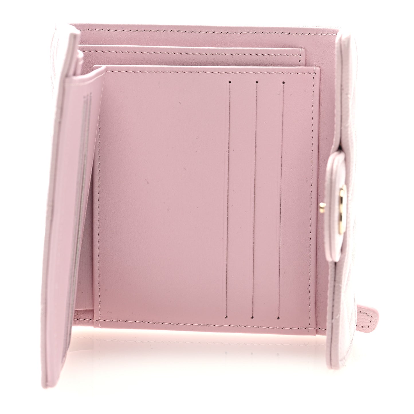 Caviar Quilted Compact Flap Wallet Light Pink