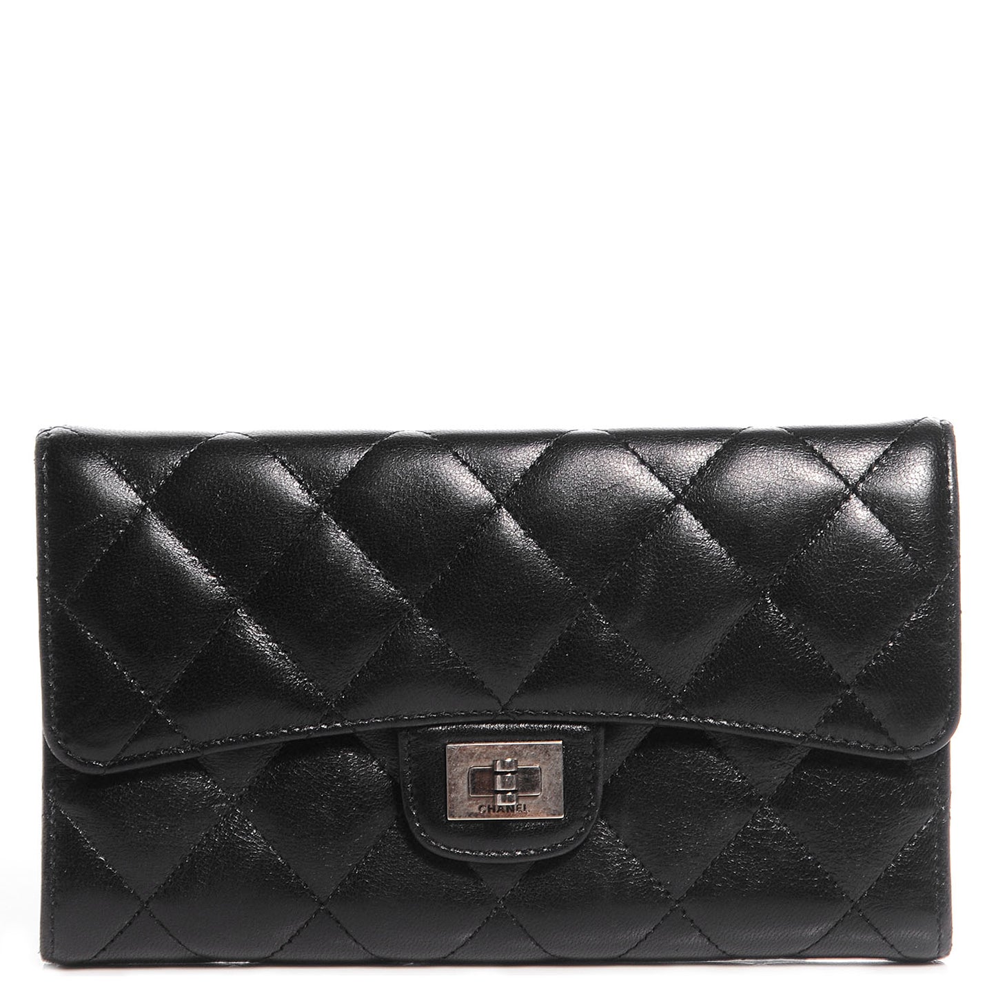 Calfskin Quilted Reissue Long Flap Wallet Black