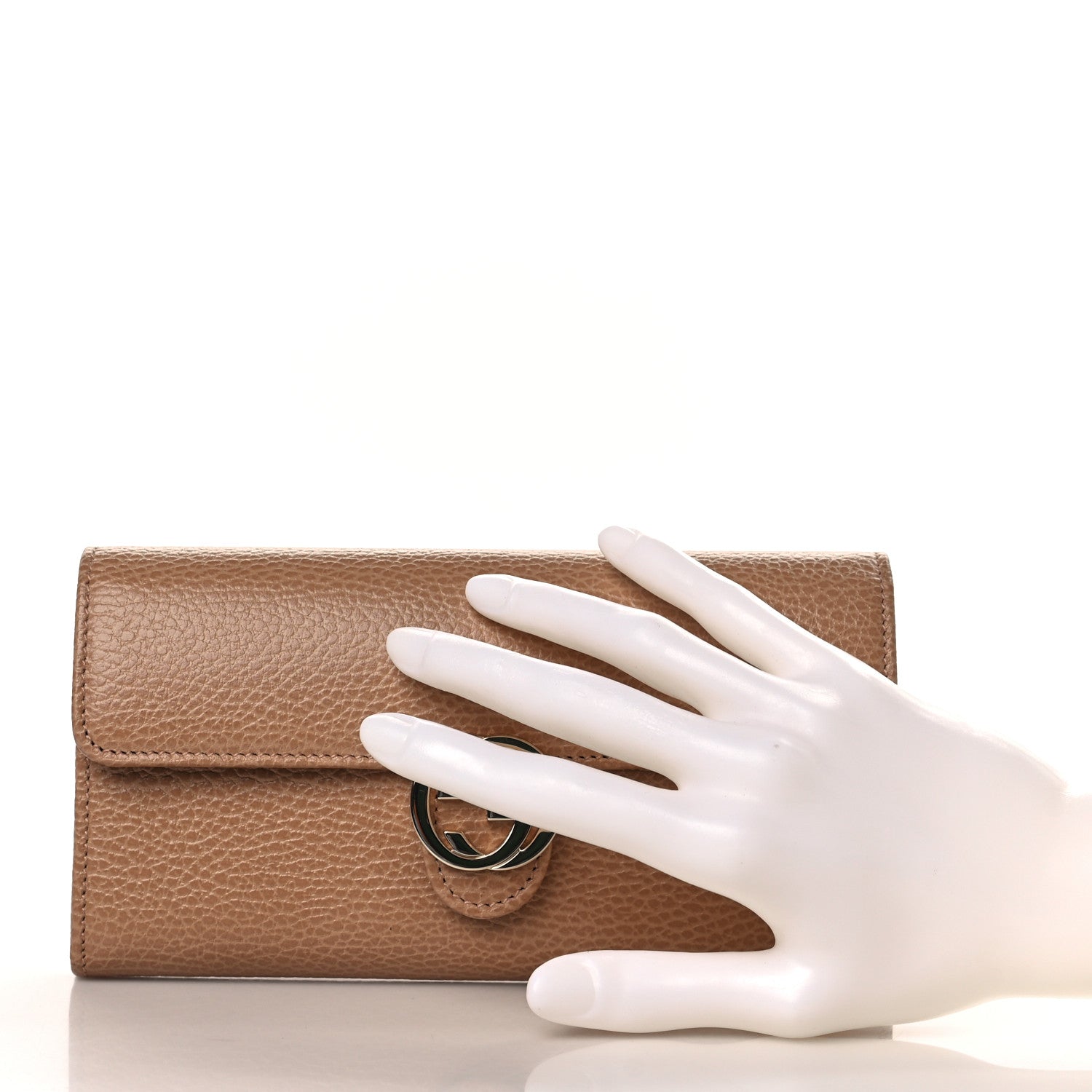 Gucci Dollar Calfskin Interlocking G Continental Wallet Camelia 2 of 7