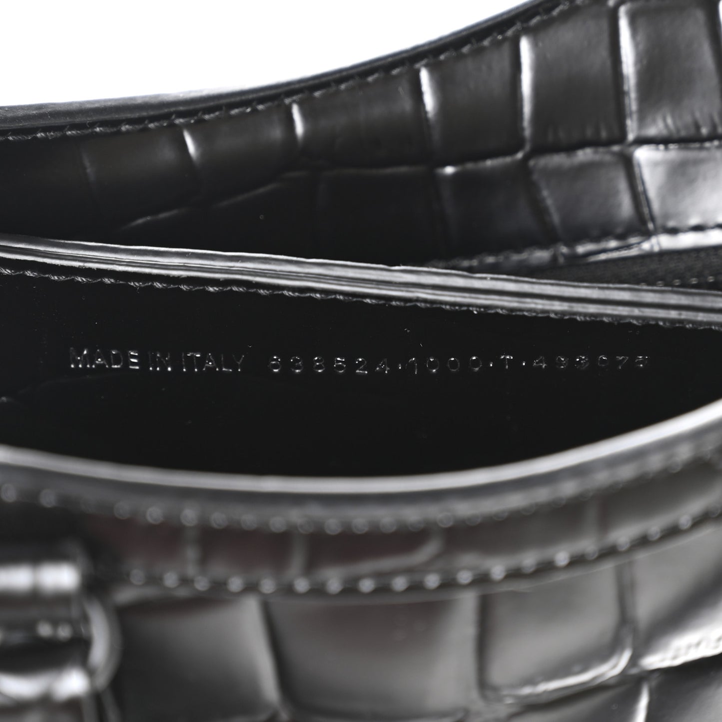 Semi Shiny Calfskin Crocodile Embossed Neo Classic Black Hardware Mini City Black