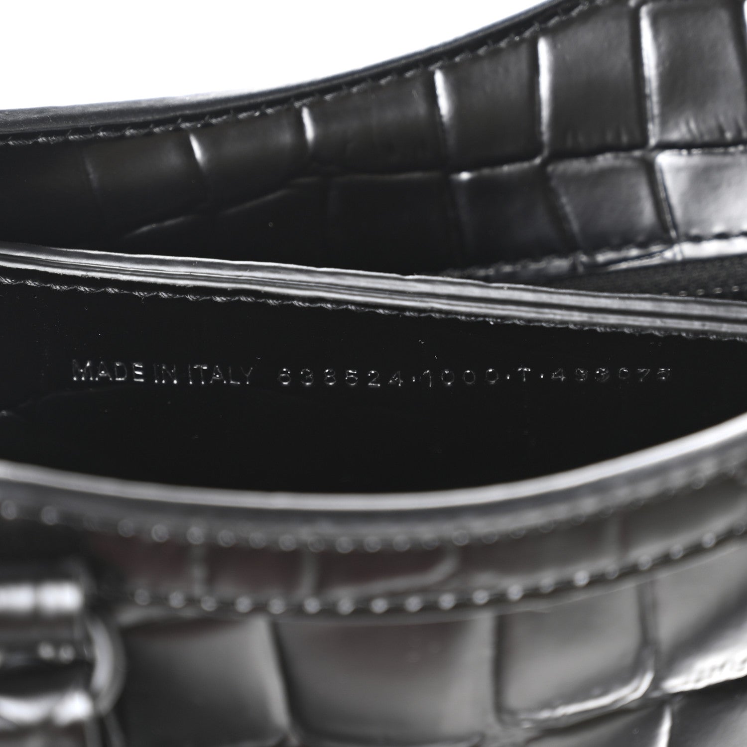 Balenciaga Semi Shiny Calfskin Crocodile Embossed Neo Classic Black Hardware Mini City Black 7 of 12