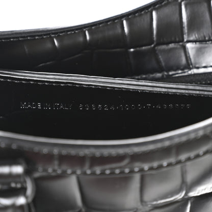 Balenciaga Semi Shiny Calfskin Crocodile Embossed Neo Classic Black Hardware Mini City Black 7 of 12