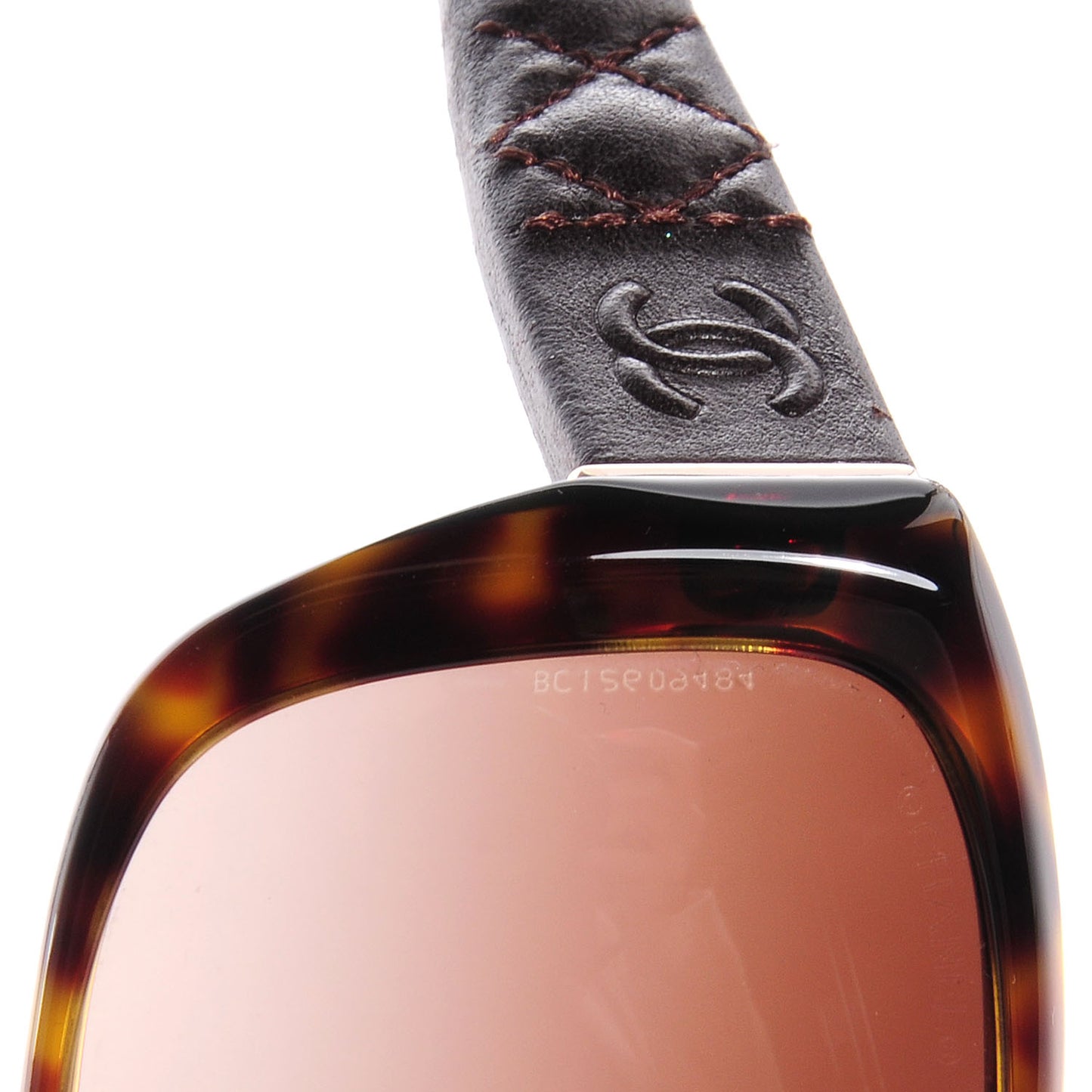Leather Quilted CC Sunglasses 5201-Q Havana