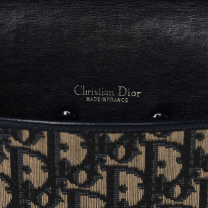 Christian Dior Monogram Flap Clutch Navy Blue 7 of 9