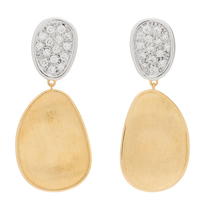 Marco Bicego 18K Yellow White Gold Diamond Lunaria Double Drop Earrings 1 of 4