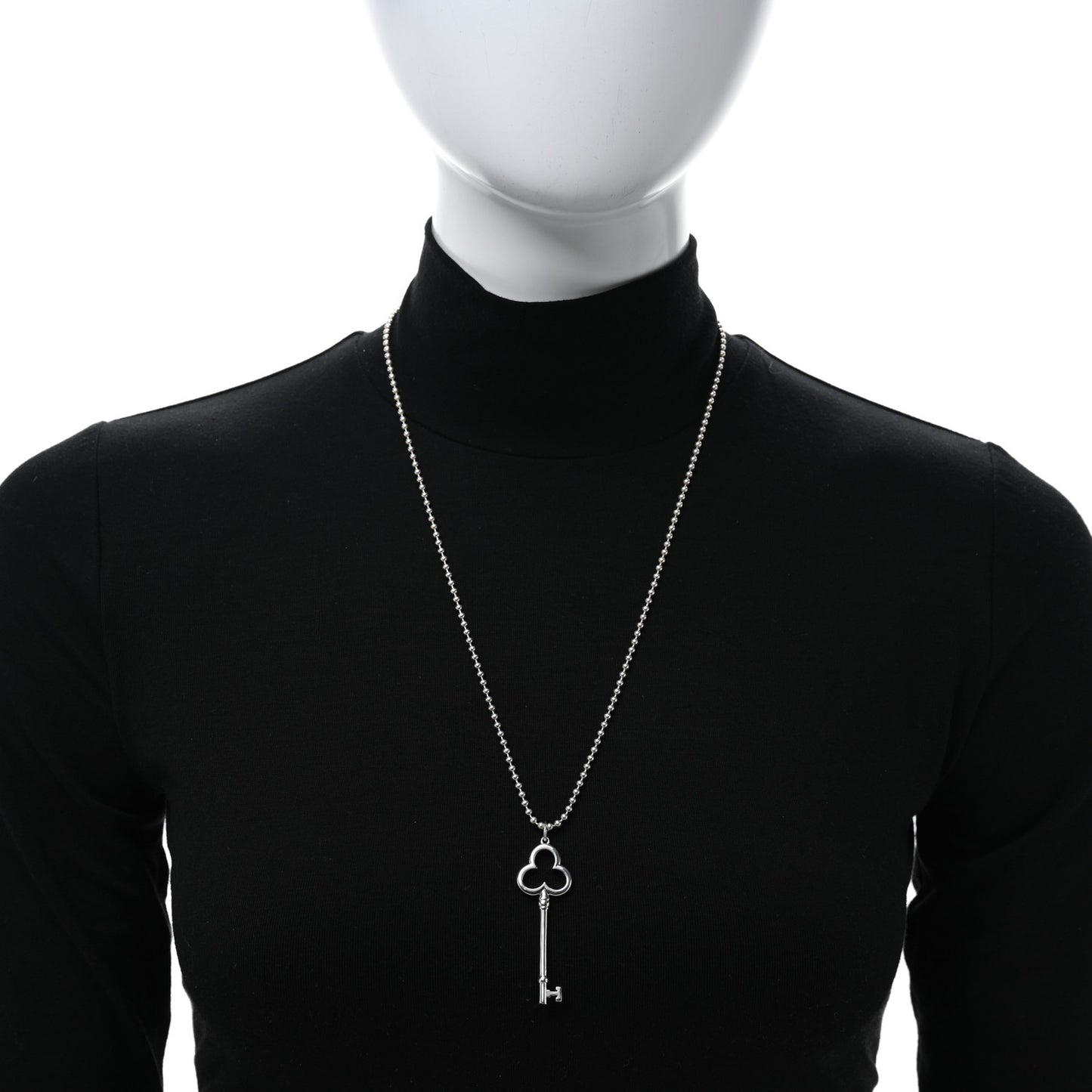 Sterling Silver Large Trefoil Key Pendant Necklace