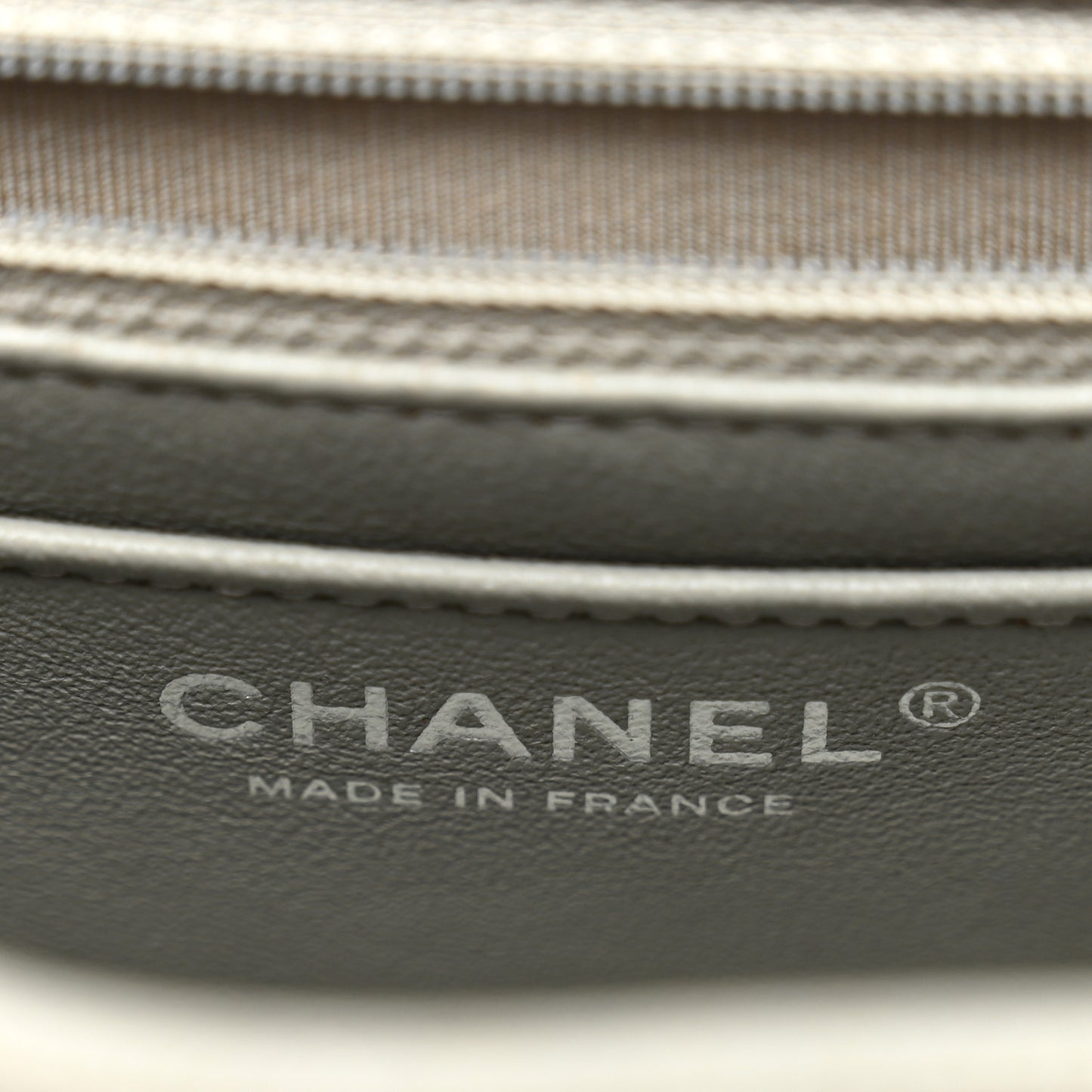 Caviar Quilted Mini Rectangular Flap Light Grey