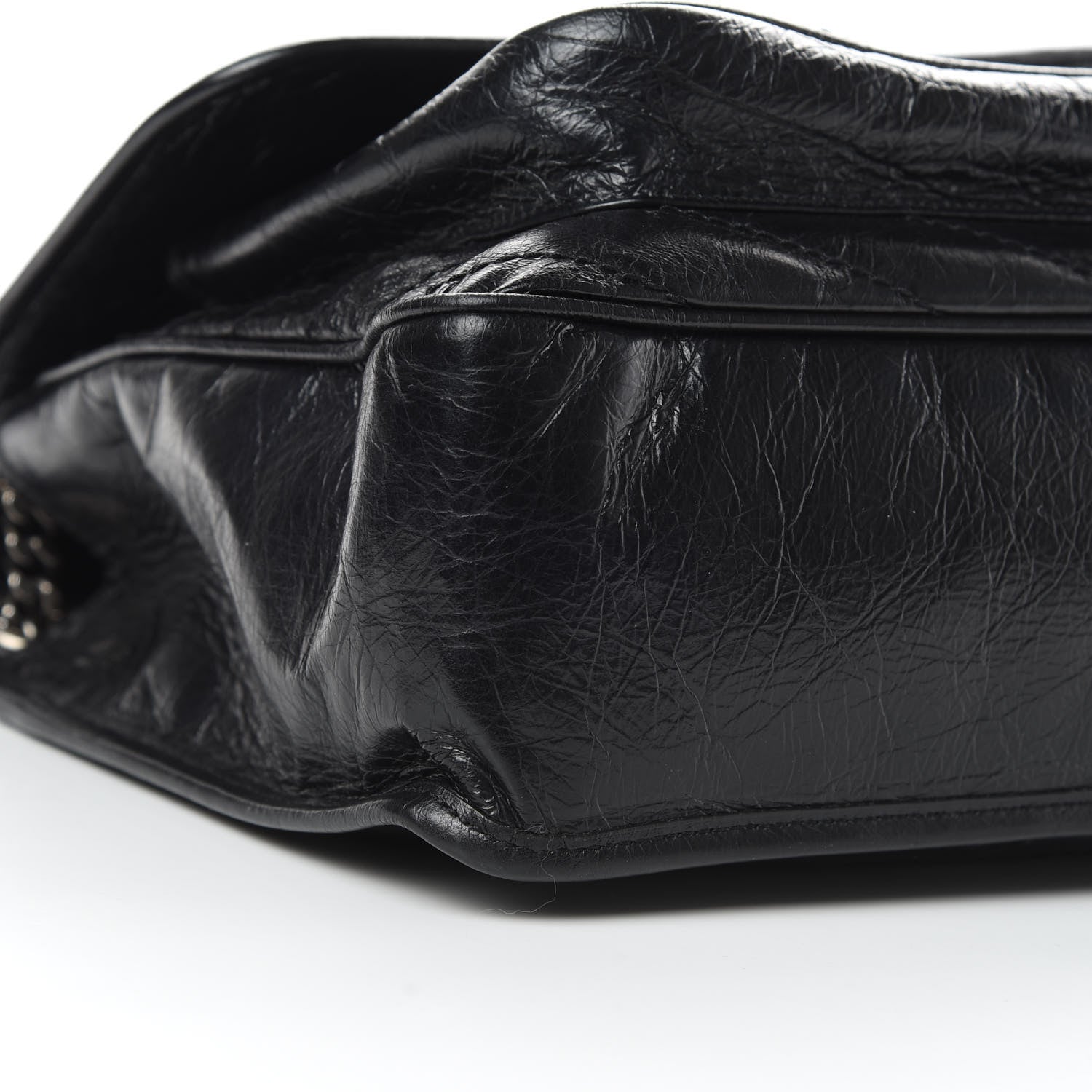 Saint Laurent Crinkled Calfskin Matelasse Monogram Large Niki Chain Satchel Black 9 of 12