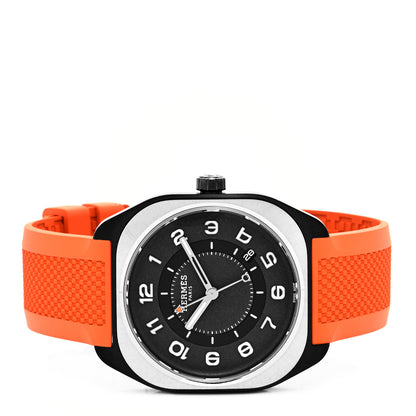 Hermes DLC Coated Titanium Rubber 39mm H08 Automatic Watch Orange 2 of 5