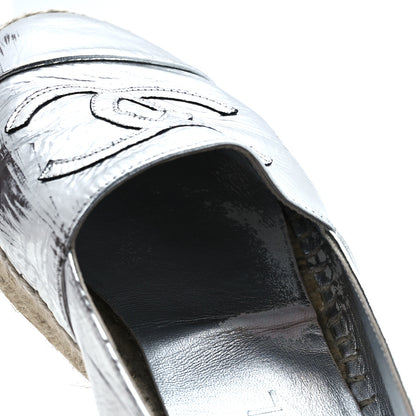 Chanel Laminated Goatskin CC Espadrilles 38 Silver 13 of 13