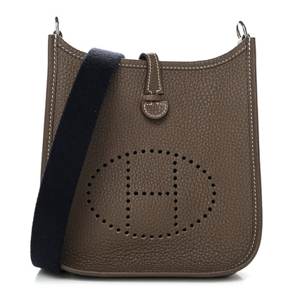 Hermes Taurillon Clemence Amazone Evelyne TPM Etoupe Bleu Indigo 1 of 11