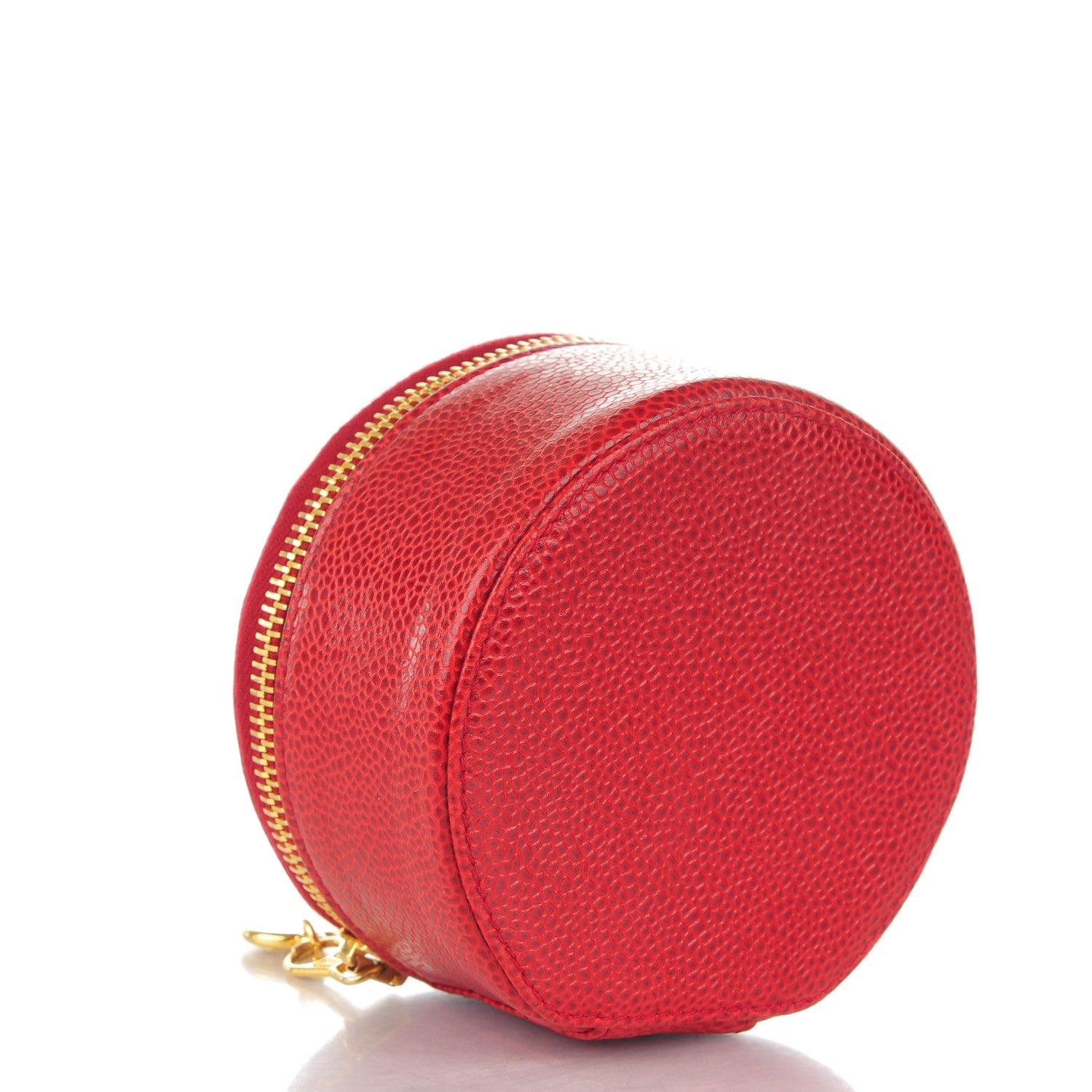 Chanel Caviar Round Jewelry Travel Case Red 4 of 7
