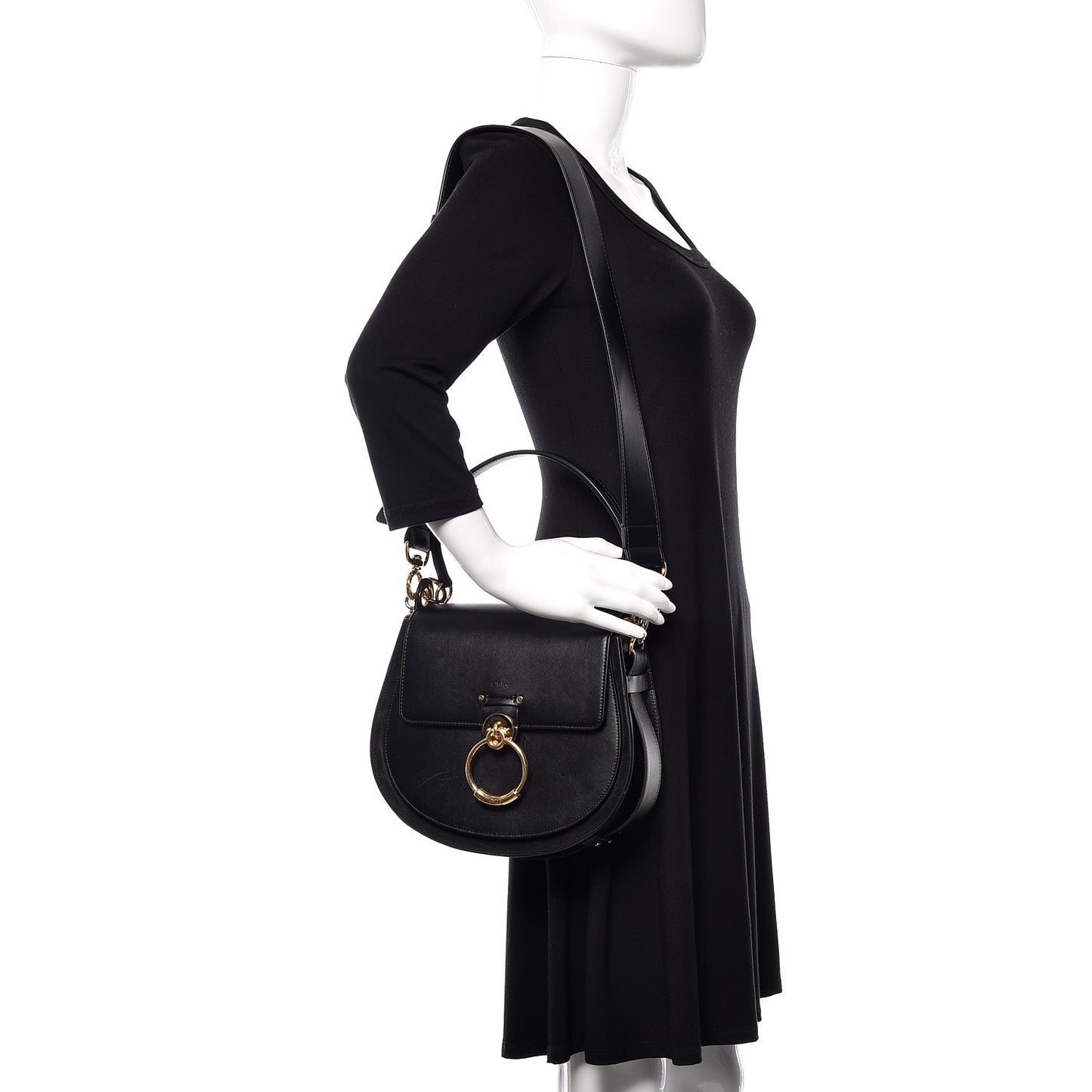 Calfskin Suede Large Tess Bag Black