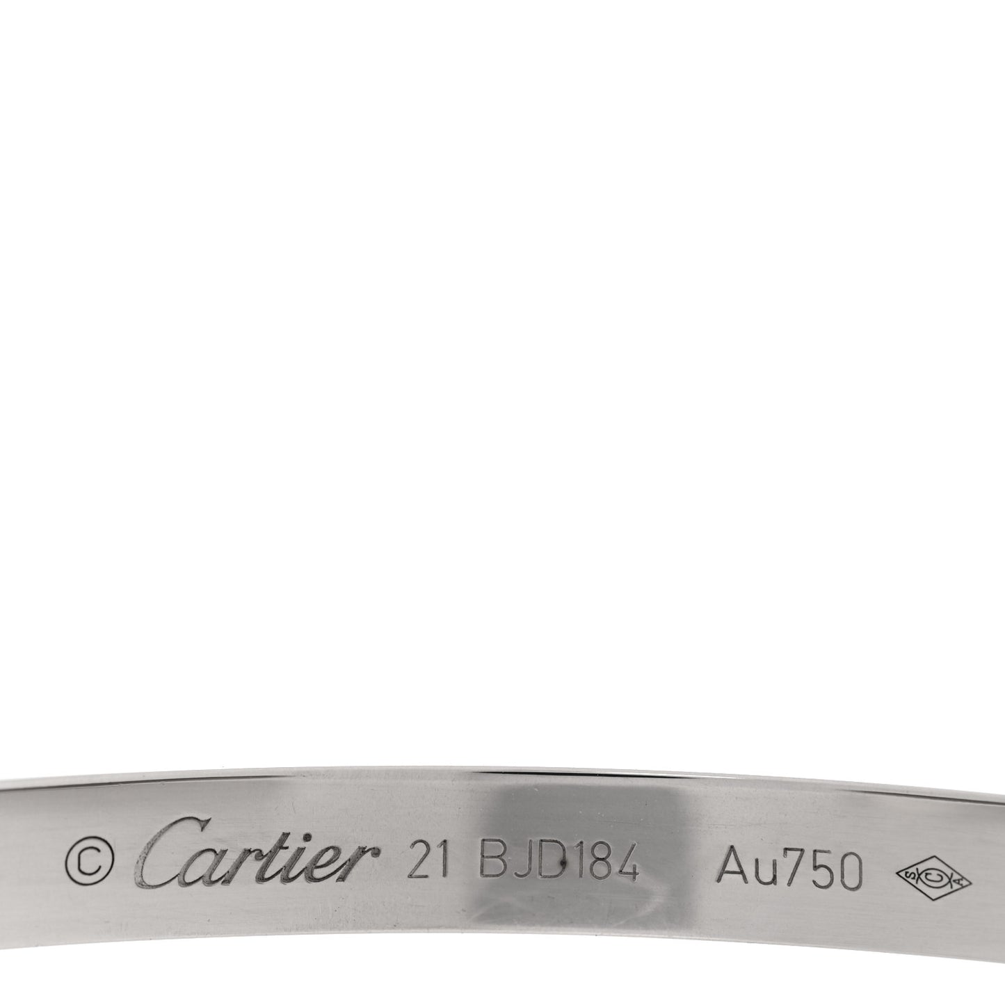 18K White Gold LOVE Cuff Bracelet 21