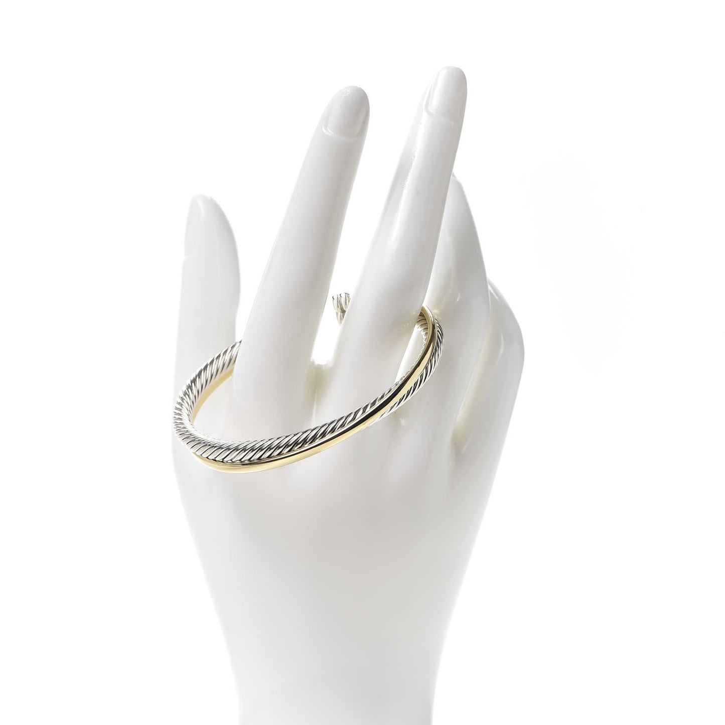 Sterling Silver 18K Yellow Gold 5mm Crossover Cuff Bracelet