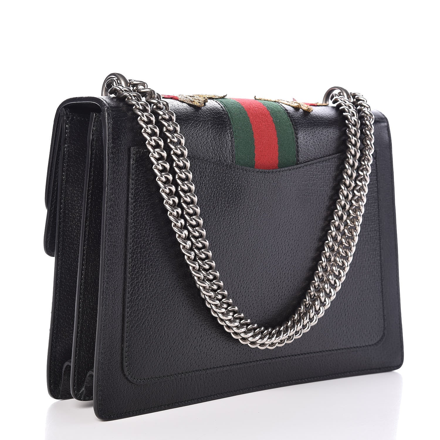 Gucci Calfskin Web Floral Embroidered Medium Dionysus Shoulder Bag Black 3 of 9