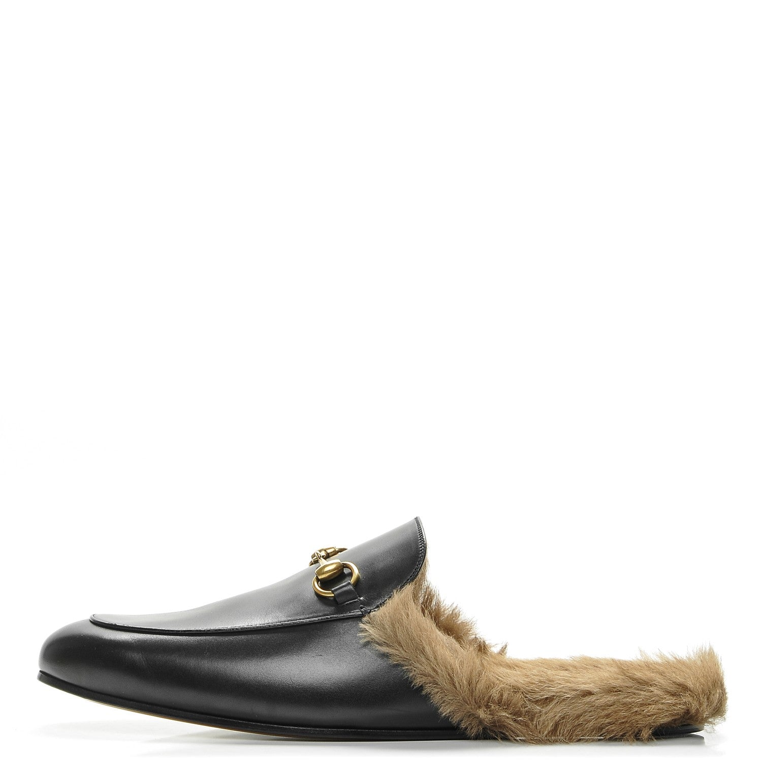Gucci Calfskin Fur Mens Princetown Slippers 12 Black 1 of 7