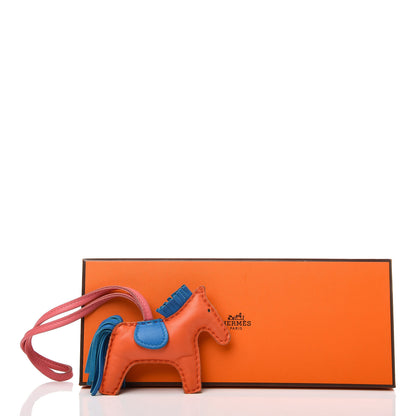 Hermes Milo Lambskin Grigri Rodeo Horse Bag Charm PM Orange Poppy Bleu Izmir Rose Azalee 5 of 5