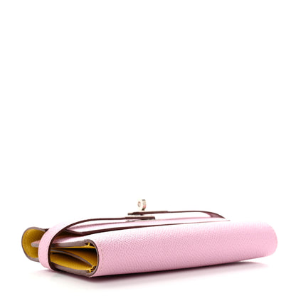 Hermes Epsom Medium Kelly Wallet Mauve Sylvestre Jaune De Naples 4 of 7