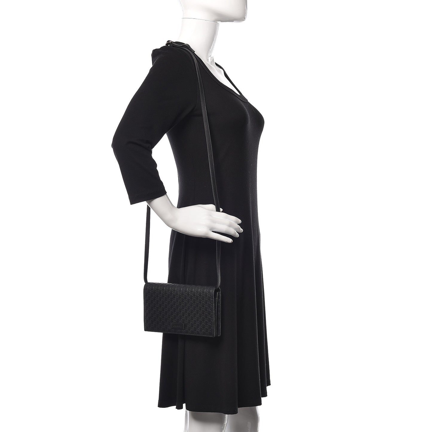 Microguccissima Crossbody Wallet Black