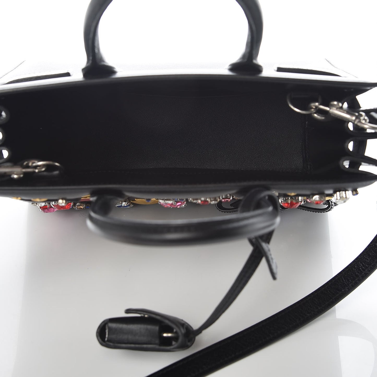 Calfskin Crystal Embellished Nano Sac de Jour Black