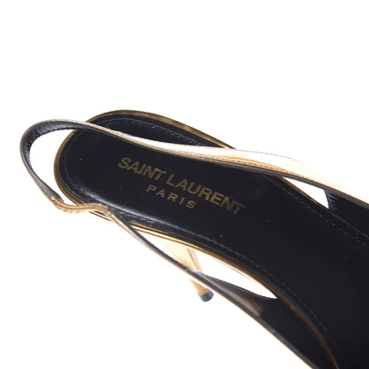 Saint Laurent Calfskin Kiki 110mm metallic slingback pumps 39.5 Gold 8 of 9