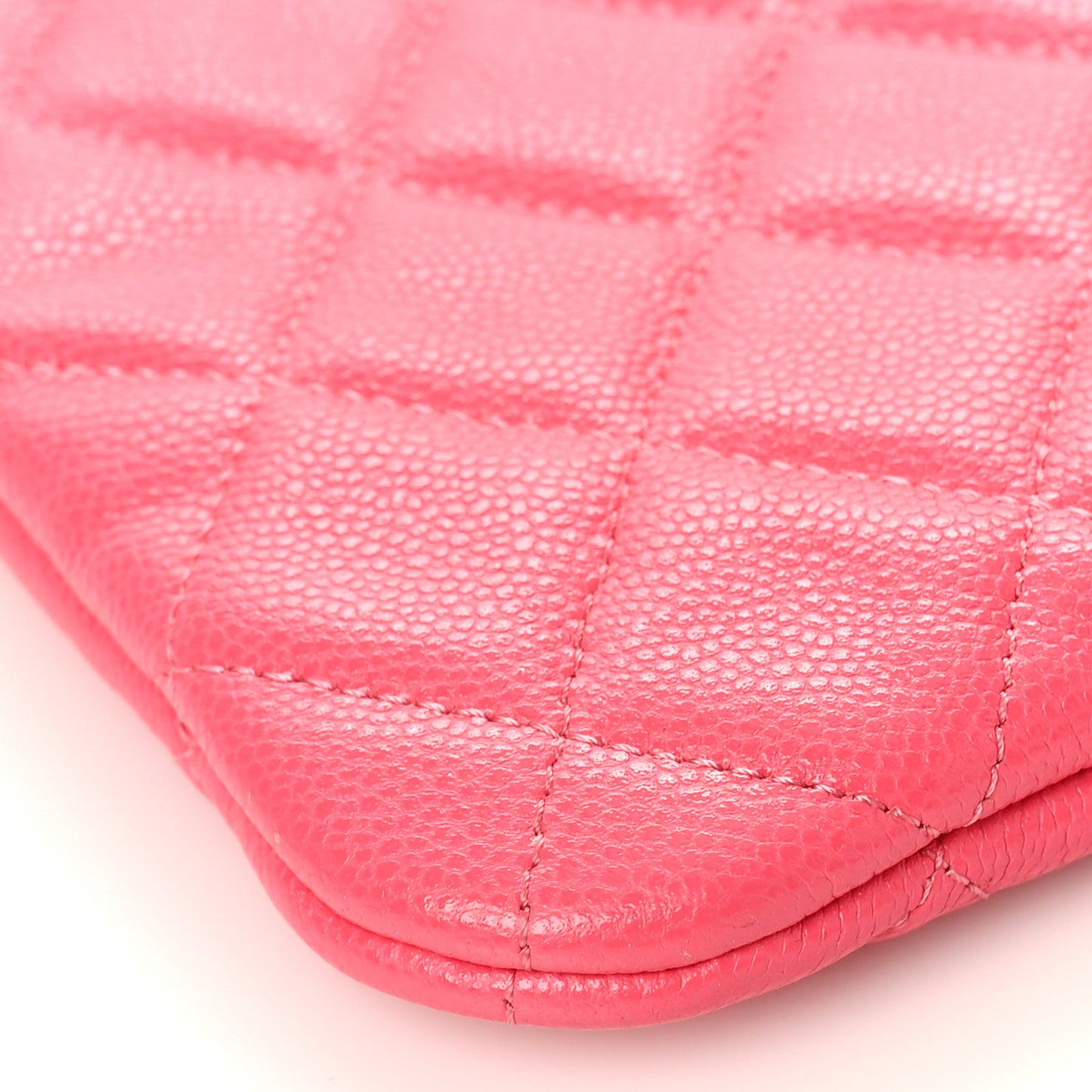 Lambskin Quilted Medium Cosmetic Case Dark Pink