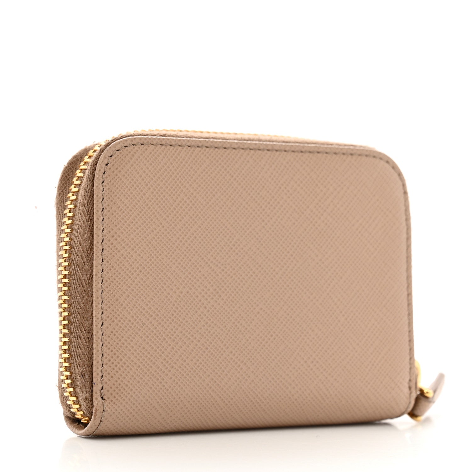 Prada Saffiano Metal Triangle Zip Coin Purse Cammeo 3 of 11