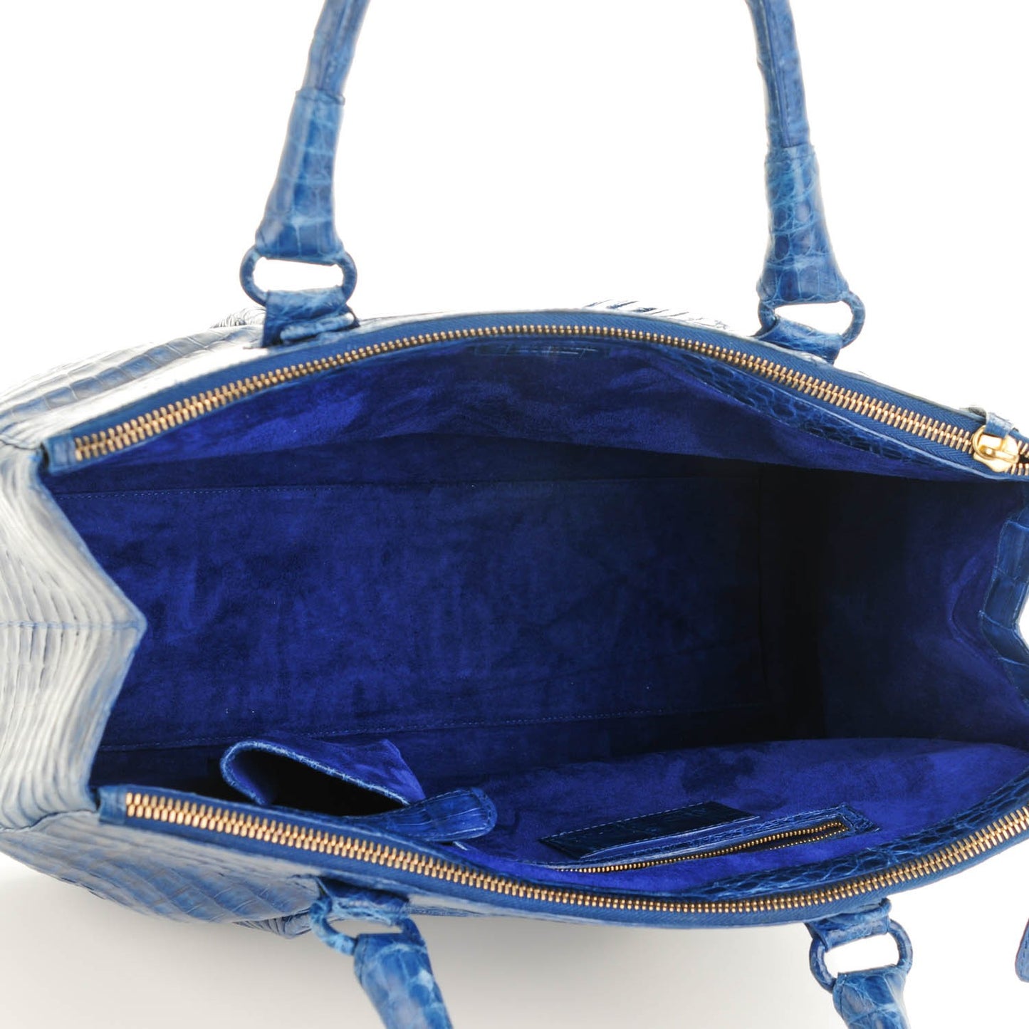 Crocodile Executive Double Zip Tote Blue