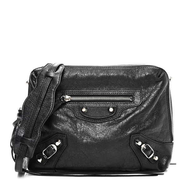 Balenciaga Agneau Classic Hardware XS Reporter Crossbody Black