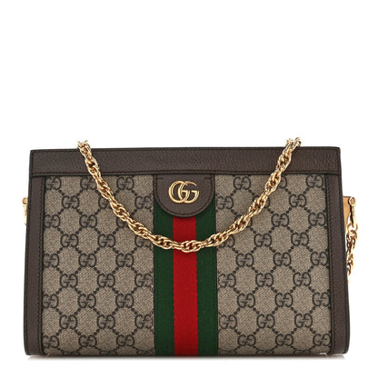 Gucci GG Supreme Monogram Web Small Ophidia Chain Shoulder Bag Brown 1 of 10