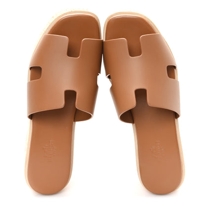 Hermes Calfskin Cork Eze 30 Sandals 38 Marron Glaise 2 of 10