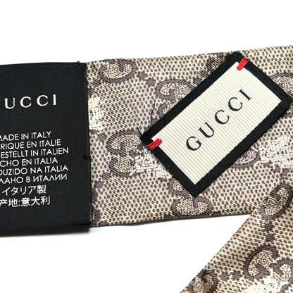 Gucci Silk Twill GG Monogram GG Bee Neck Bow Scarf Black Red 4 of 4
