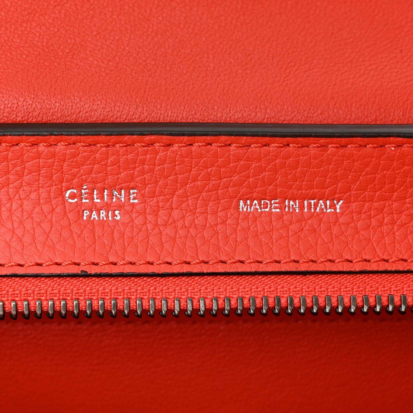 Drummed Calfskin Suede Medium Trapeze Vermillion