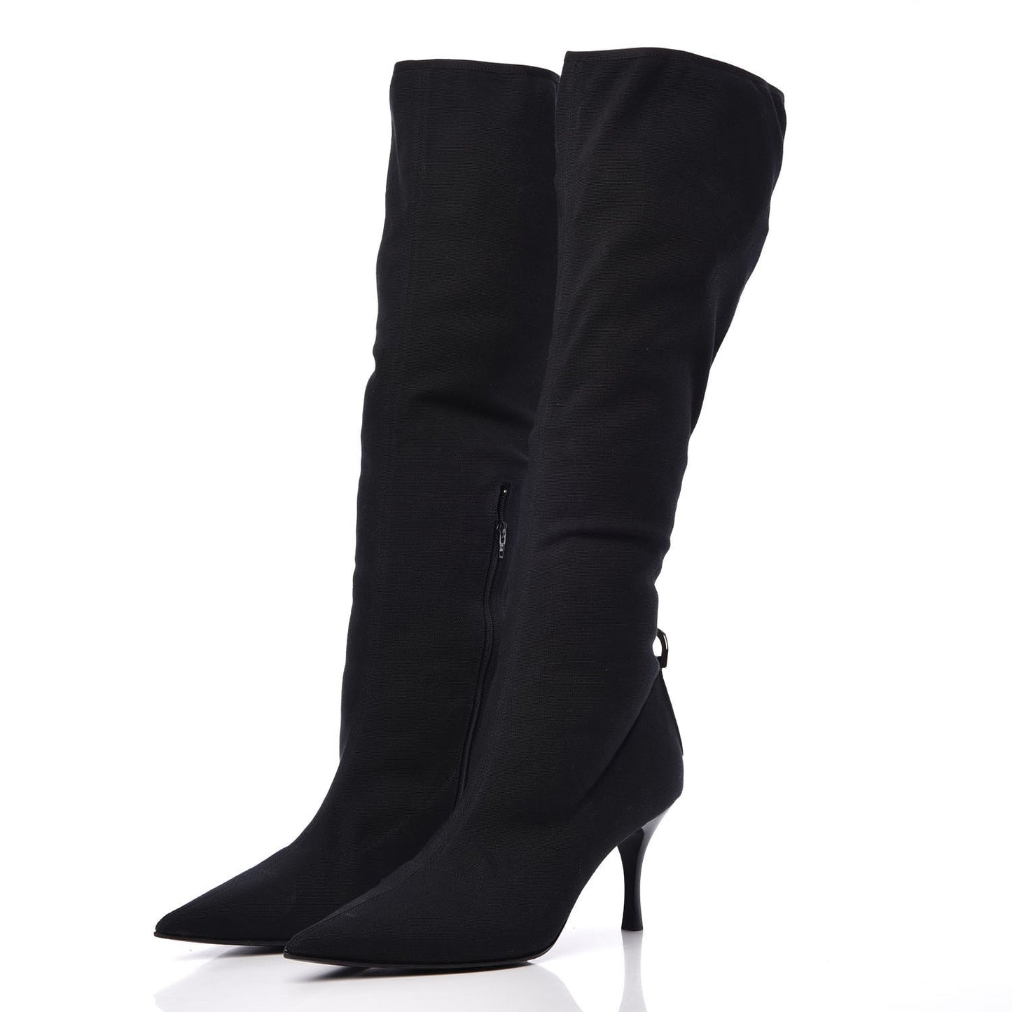 Canvas D Ring Tall Boots 38 Black