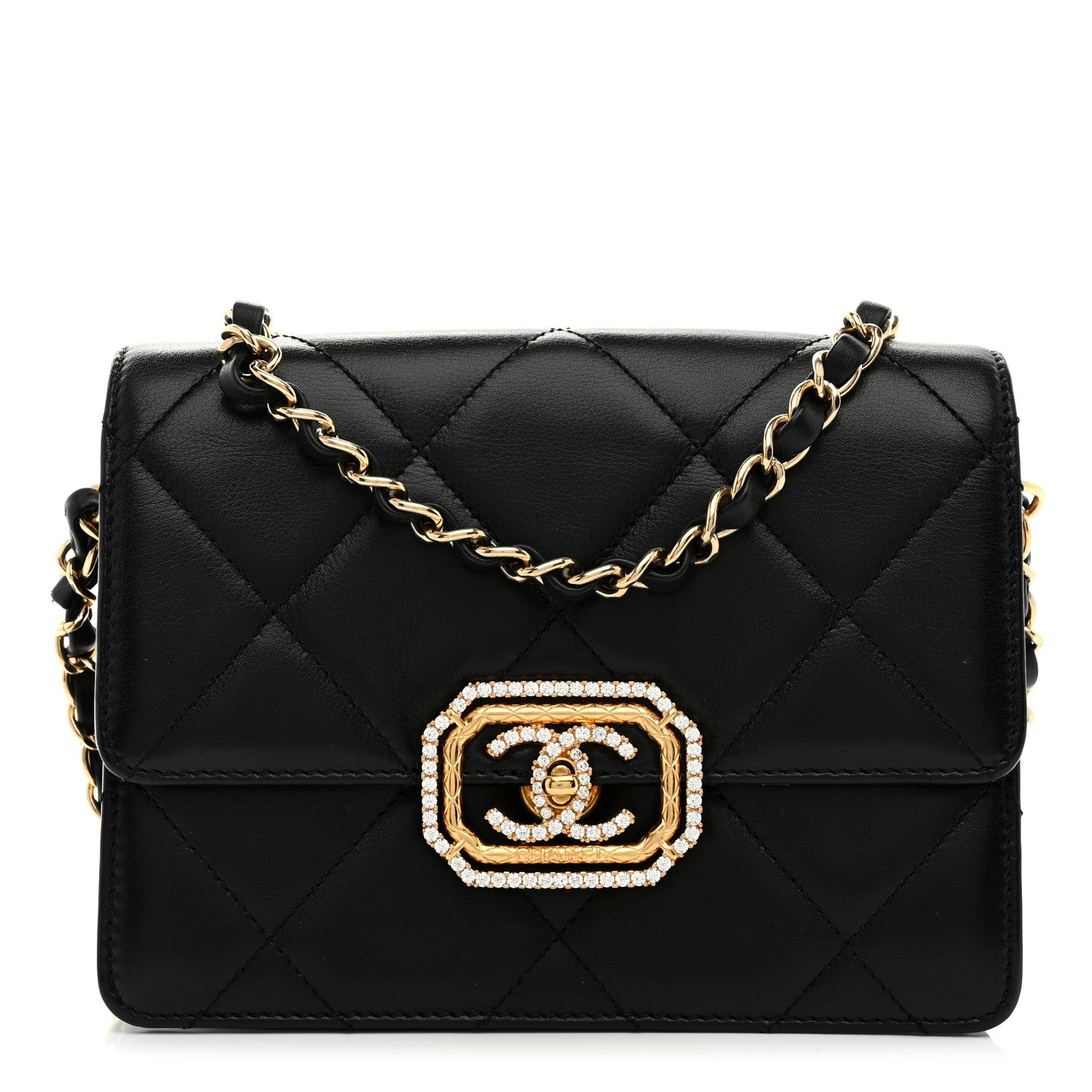 Chanel Calfskin Strass Quilted Mini Flap Black 1 of 11