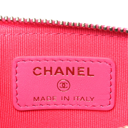 Chanel Caviar Quilted Zip Card Holder Wallet Pink 6 of 8
