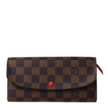 Louis Vuitton Damier Ebene Emilie Wallet Red 2 of 14