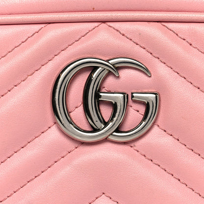 Gucci Calfskin Matelasse Mini GG Marmont Chain Shoulder Bag Wild Rose 9 of 11